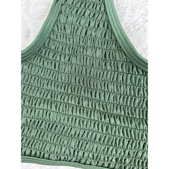 Kendal & Kylie Smocked Green Swim Top Size X-Large - Picture 4 of 7